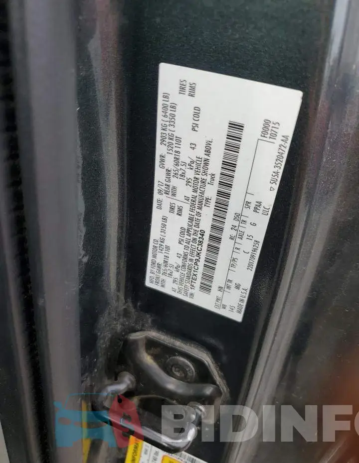 1FTEX1CP9JKC38340 Photo# 12