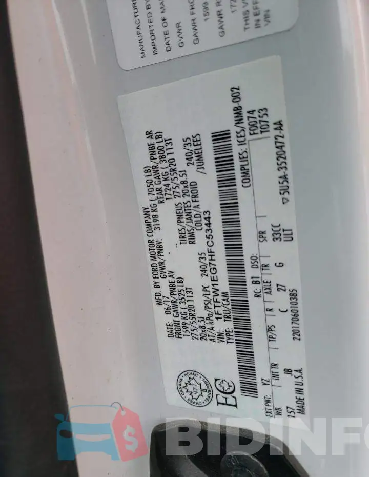 1FTFW1EG7HFC53443 Photo# 12