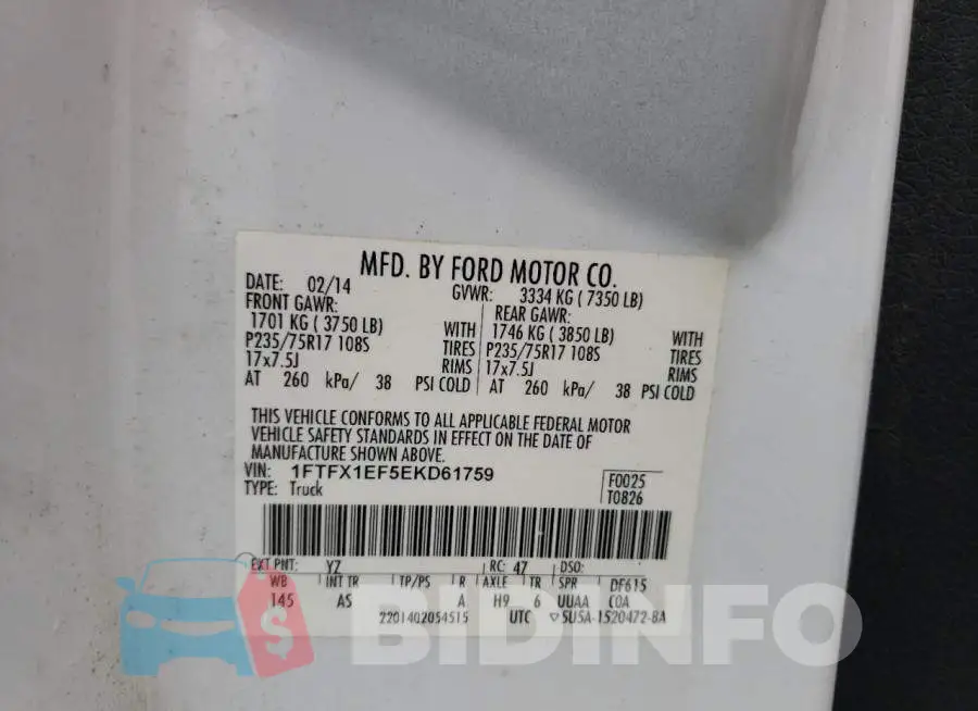 1FTFX1EF5EKD61759 Photo# 12