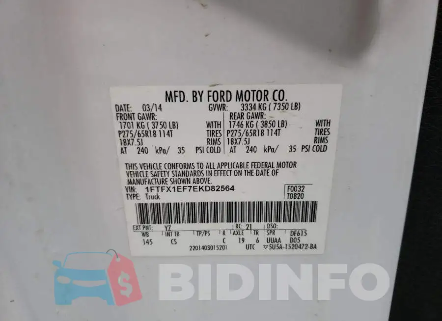 1FTFX1EF7EKD82564 Photo# 12