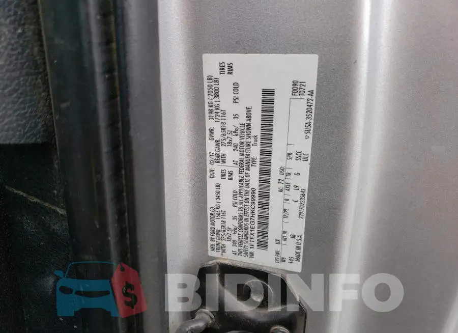1FTFX1EG7HKC99990 Photo# 12