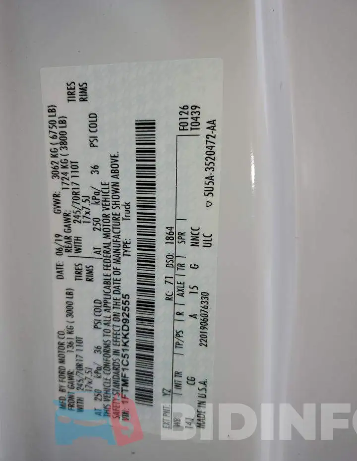 1FTMF1C51KKD92555 Photo# 12