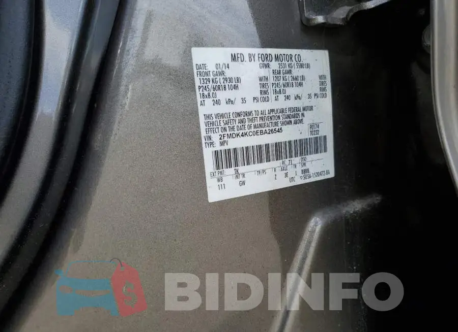 2FMDK4KC0EBA26545 Photo# 12
