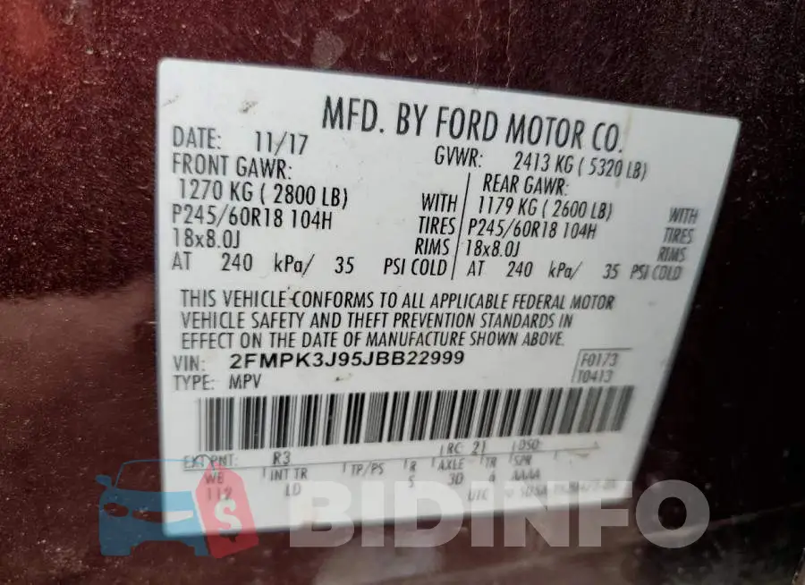 2FMPK3J95JBB22999 Photo# 13