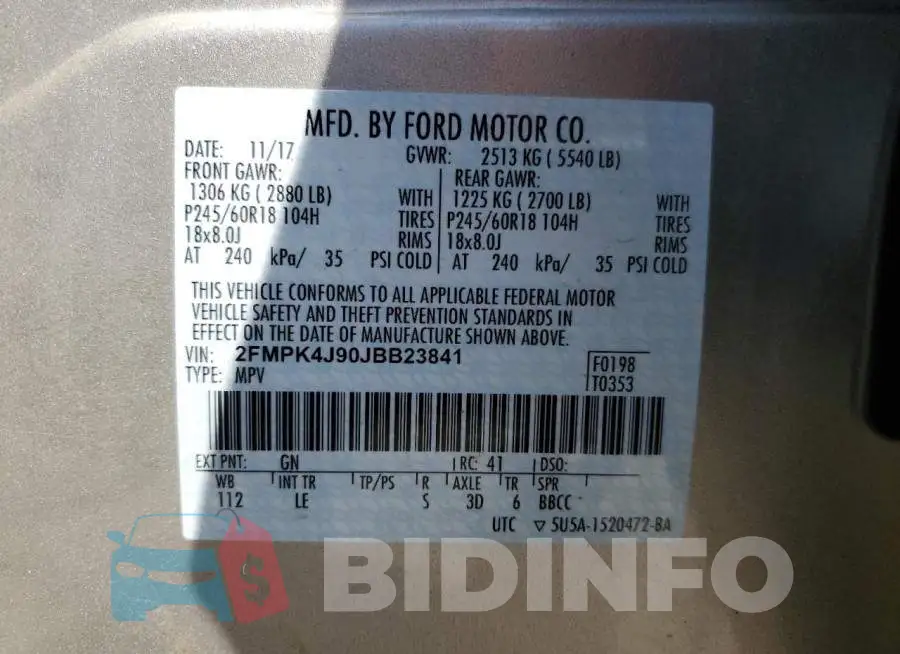 2FMPK4J90JBB23841 Photo# 12