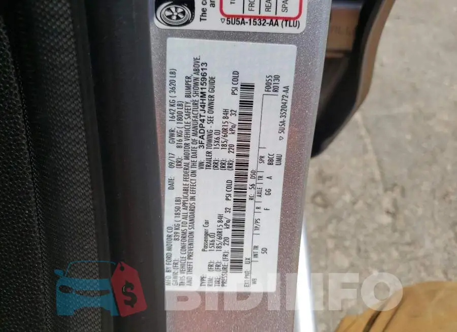 3FADP4TJ4HM159613 Photo# 12