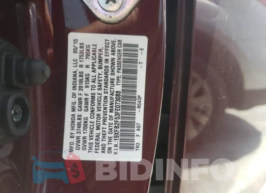 19XFB2F53FE073088 Photo# 13