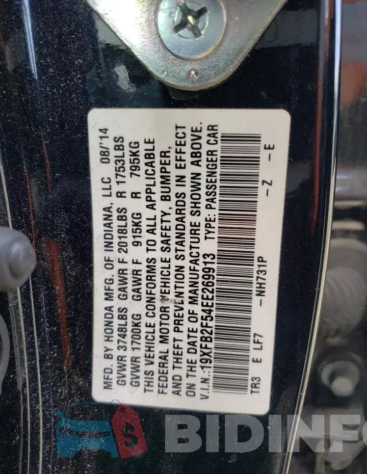 19XFB2F54EE269913 Photo# 12