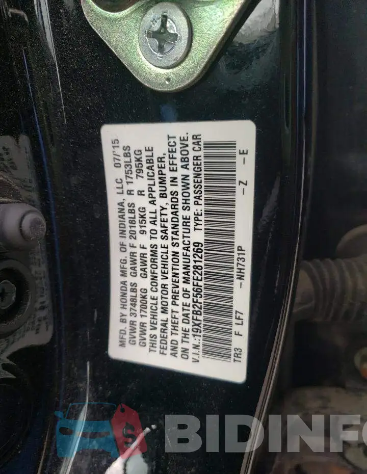19XFB2F56FE281269 Photo# 12