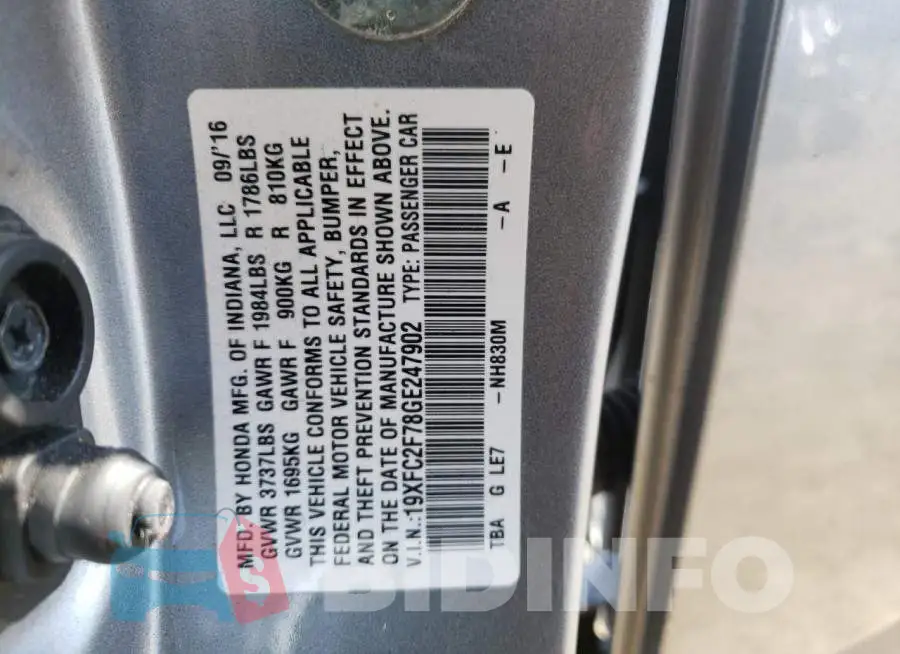 19XFC2F78GE247902 Photo# 12