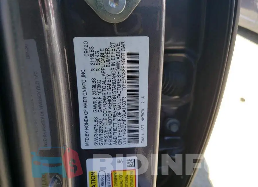 1HGCV1F39LA143373 Photo# 12
