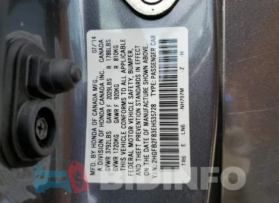 2HGFB2F83EH535728 Photo# 12