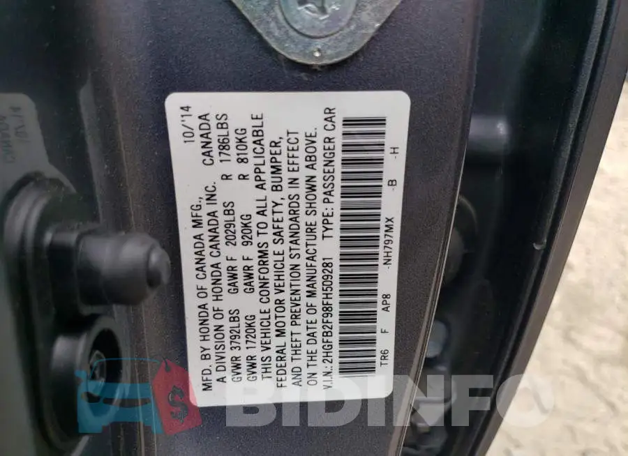 2HGFB2F98FH509281 Photo# 13