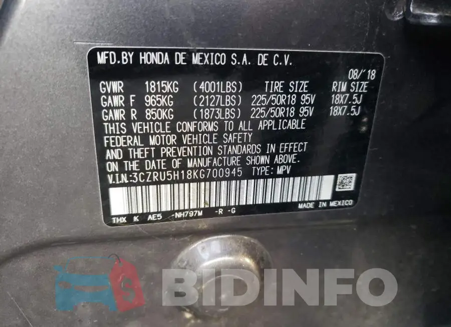 3CZRU5H18KG700945 Photo# 13
