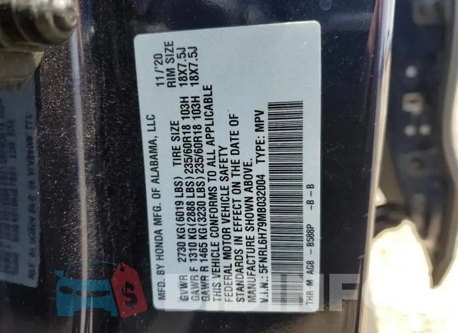 5FNRL6H79MB032004 Photo# 13