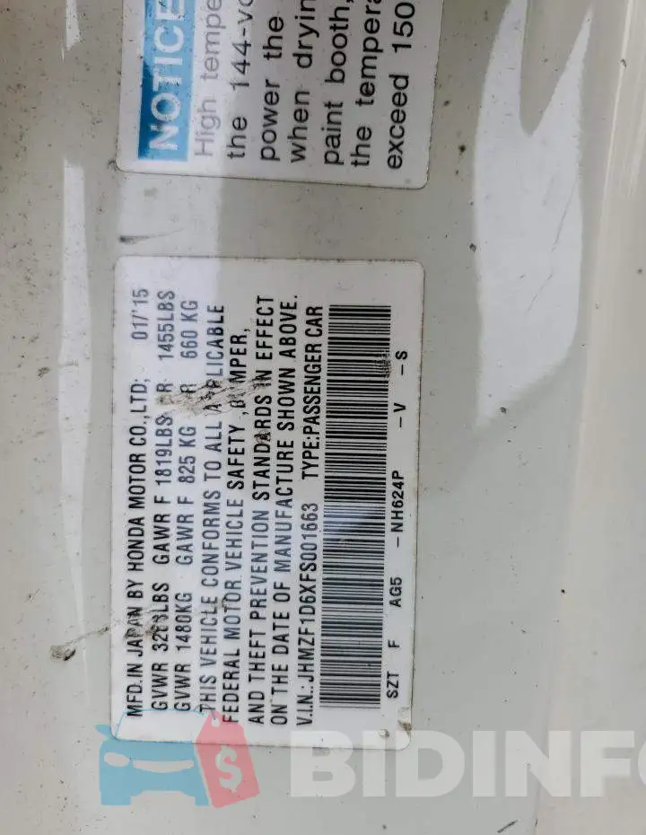 JHMZF1D6XFS001663 Photo# 13