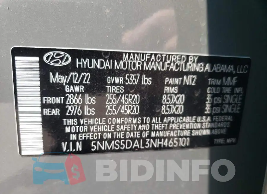 5NMS5DAL3NH465101 Photo# 13