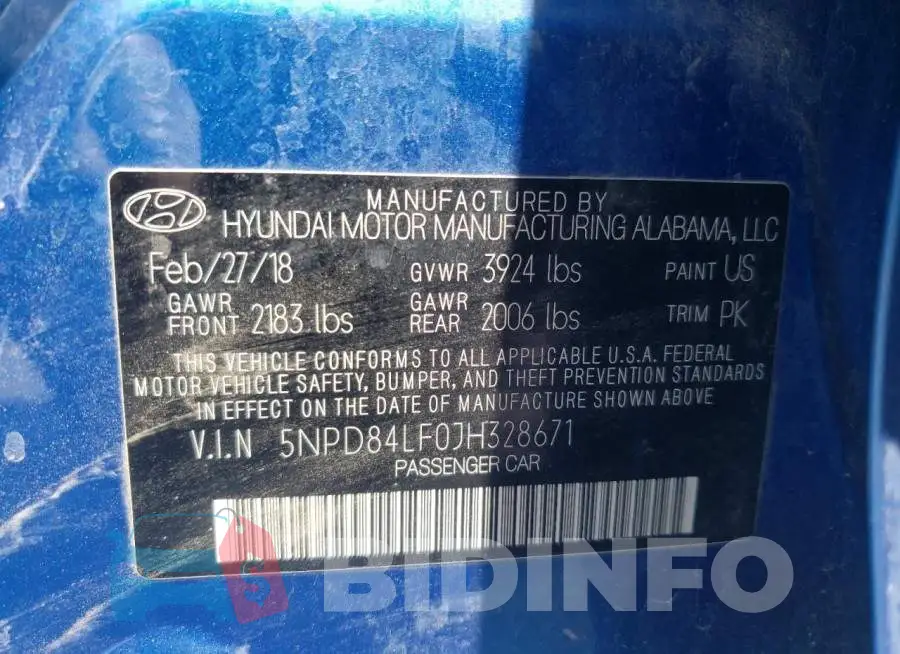 5NPD84LF0JH328671 Photo# 12