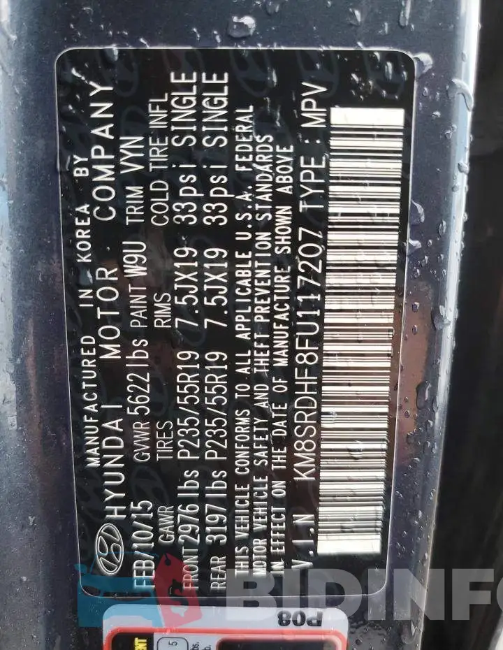 KM8SRDHF8FU117207 Photo# 14