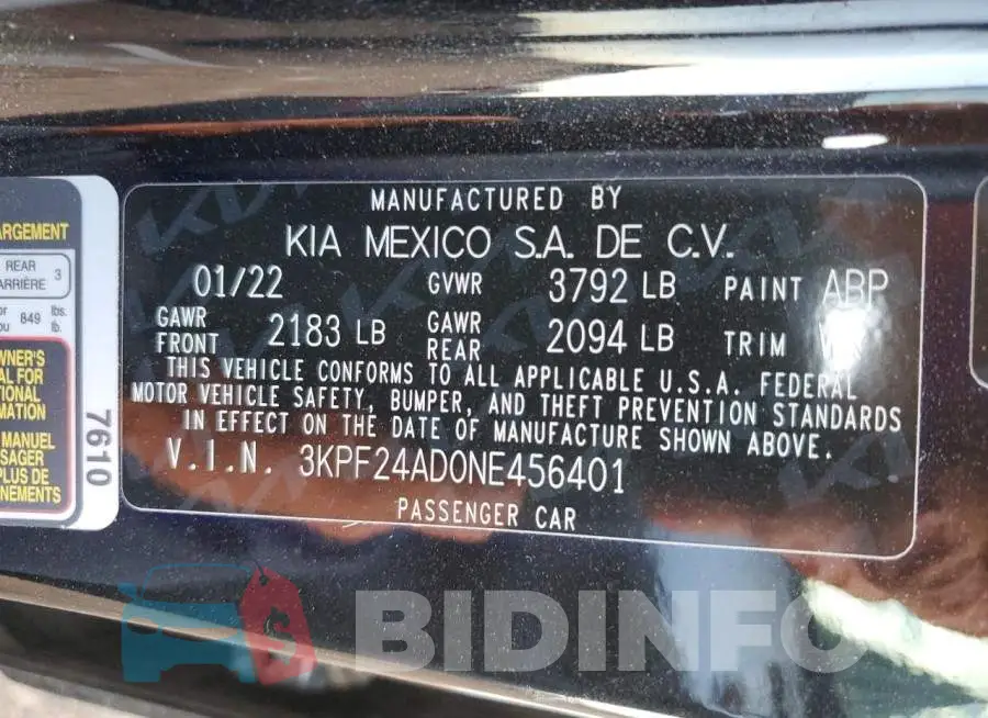 3KPF24AD0NE456401 Photo# 10