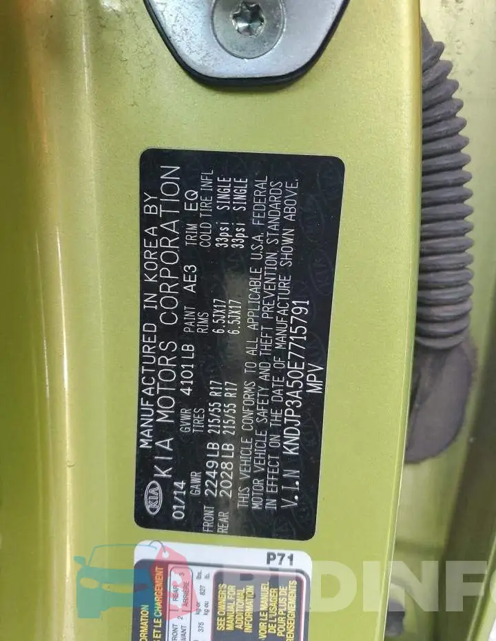 KNDJP3A50E7715791 Photo# 12