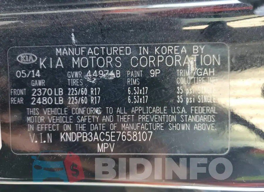 KNDPB3AC5E7658107 Photo# 13