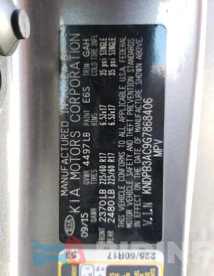 KNDPB3AC9G7868406 Photo# 13