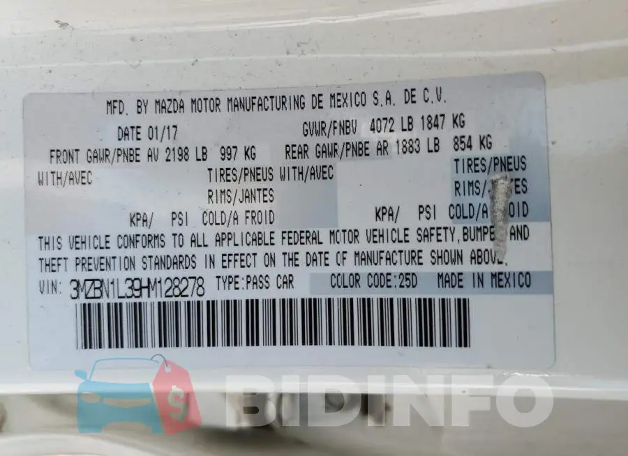 3MZBN1L39HM128278 Photo# 12