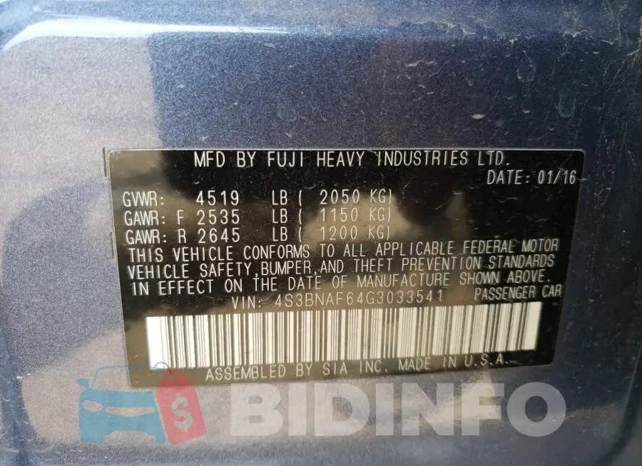 4S3BNAF64G3033541 Photo# 12
