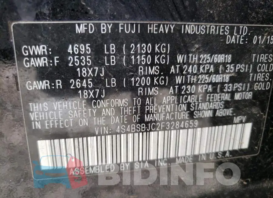 4S4BSBJC2F3284659 Photo# 12
