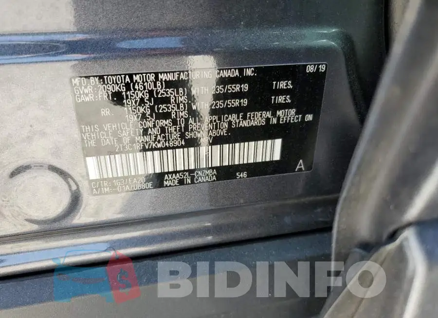 2T3C1RFV7KW048904 Photo# 13