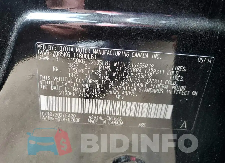 2T3DFREV4EW179722 Photo# 12