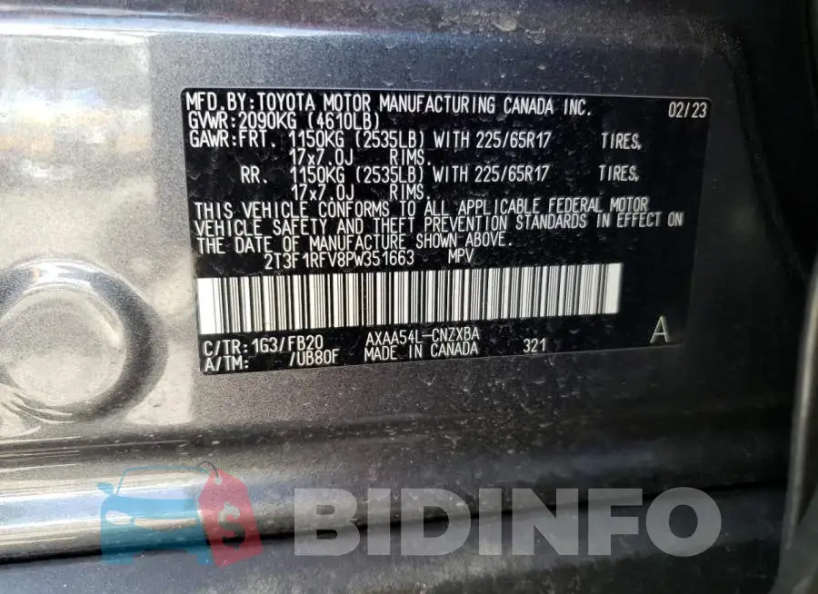 2T3F1RFV8PW351663 Photo# 13