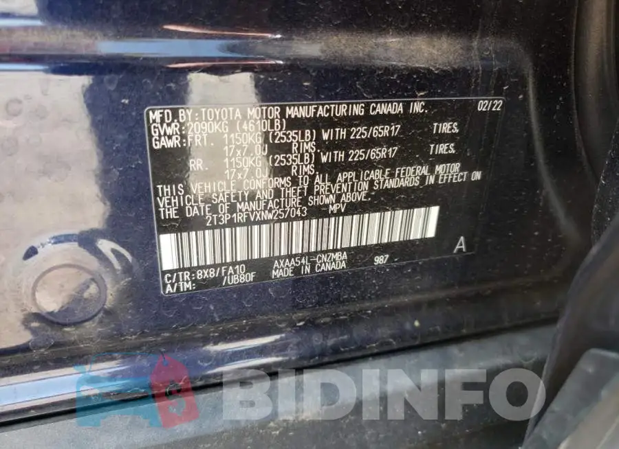 2T3P1RFVXNW257043 Photo# 13