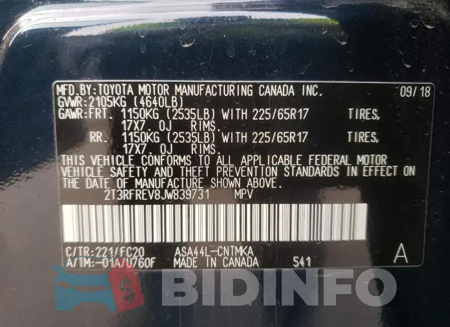 2T3RFREV8JW839731 Photo# 13