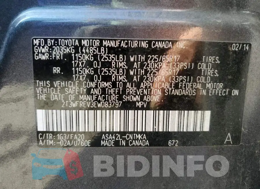 2T3WFREV3EW083797 Photo# 13