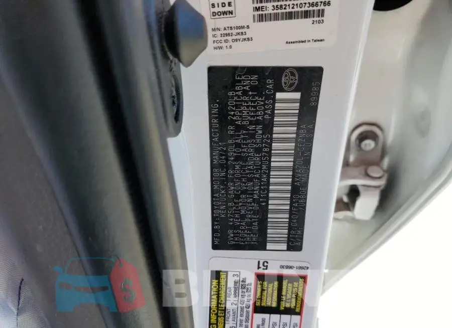 4T1C11AK2MU578725 Photo# 12