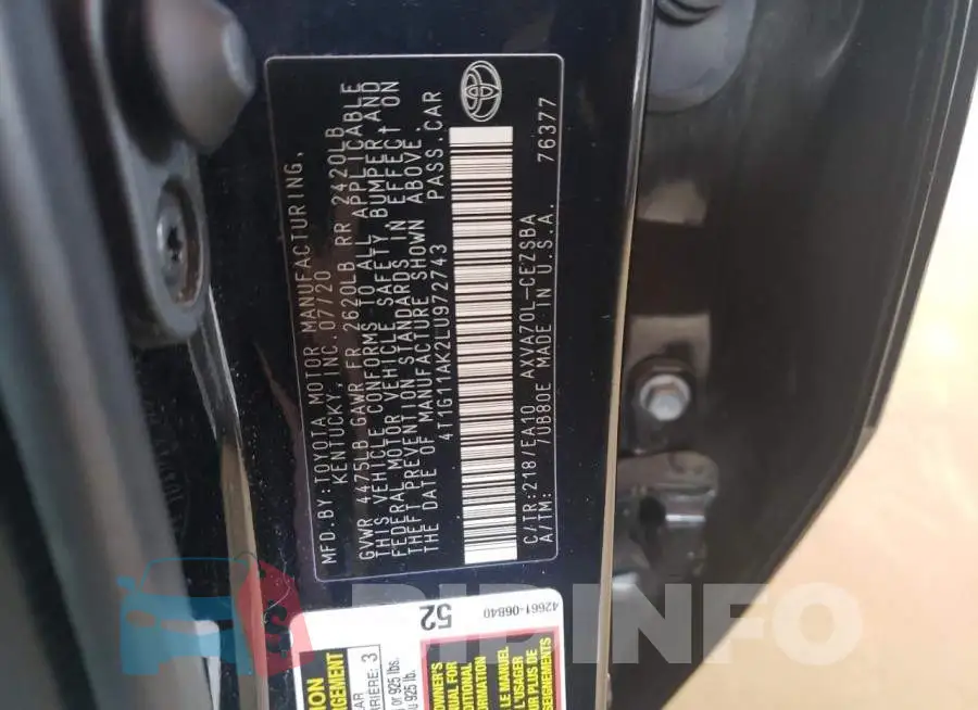 4T1G11AK2LU972743 Photo# 12
