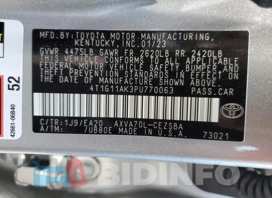 4T1G11AK3PU770063 Photo# 12