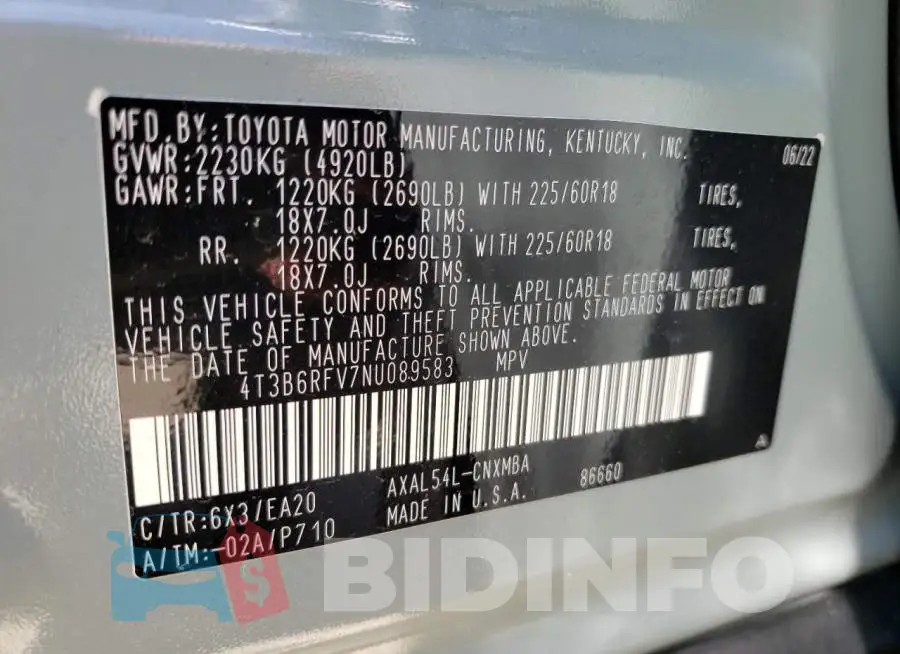 4T3B6RFV7NU089583 Photo# 14