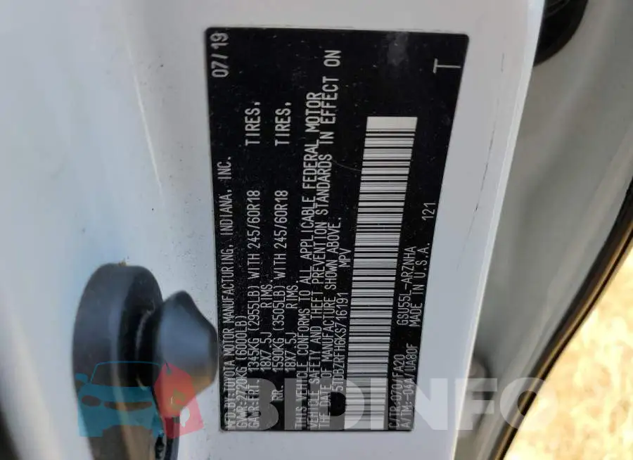 5TDBZRFH6KS716191 Photo# 12