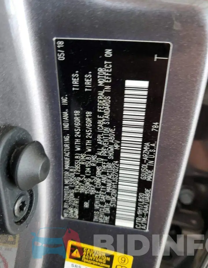 5TDKZRFH1JS270224 Photo# 14