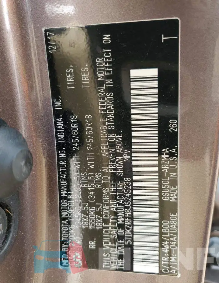 5TDKZRFH8JS245238 Photo# 12
