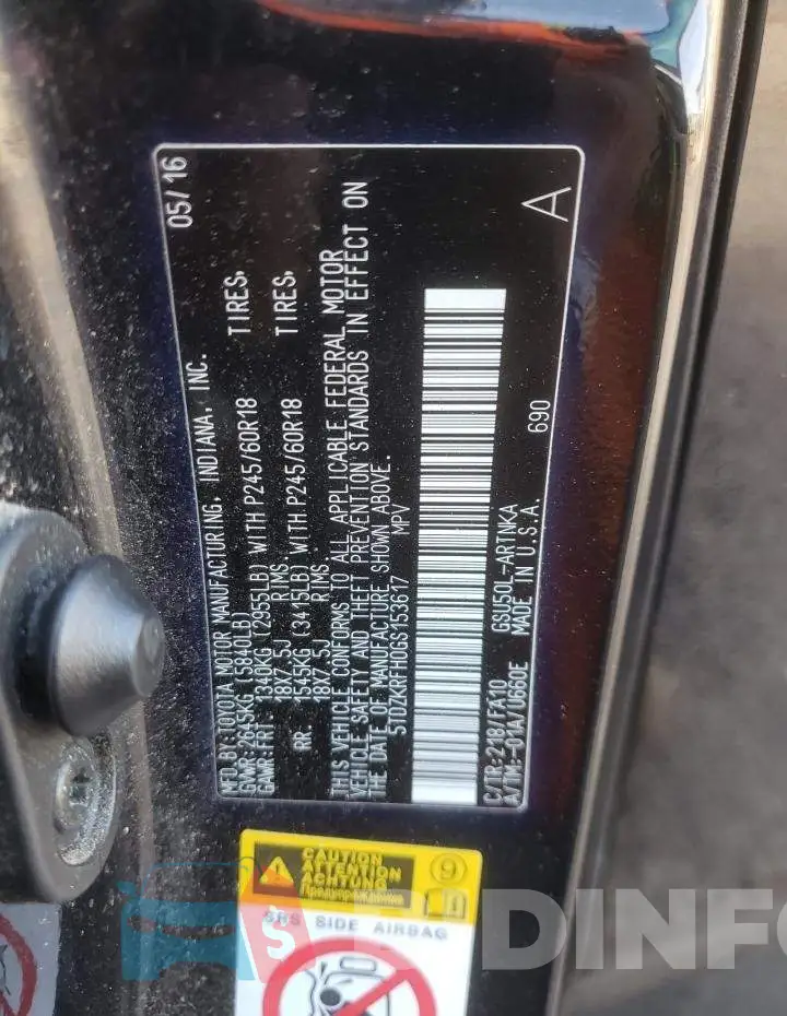 5TDZKRFH0GS153617 Photo# 13