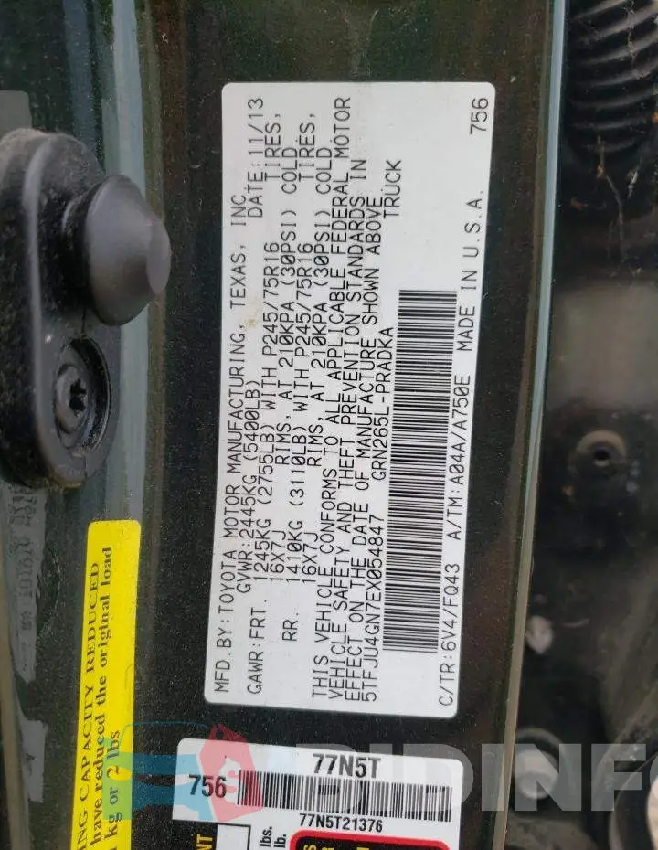 5TFJU4GN7EX054847 Photo# 13