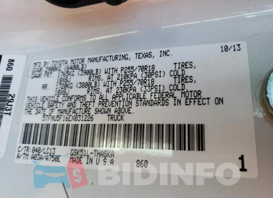5TFNU5F16EX031226 Photo# 12