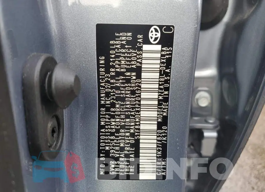 5YFB4MDEXPP016720 Photo# 13