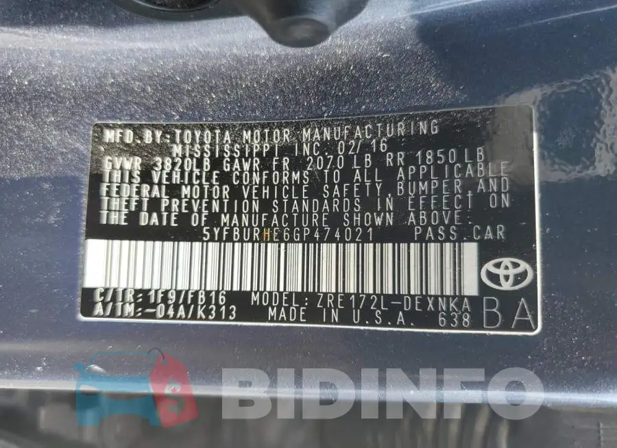 5YFBURHE6GP474021 Photo# 12
