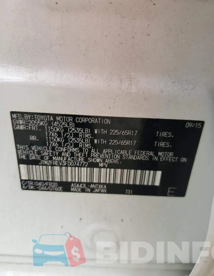 JTMZFREV3FD074772 Photo# 14