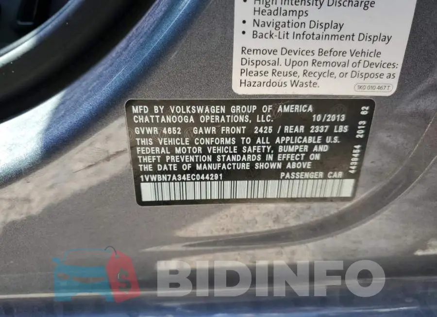 1VWBN7A34EC044291 Photo# 12